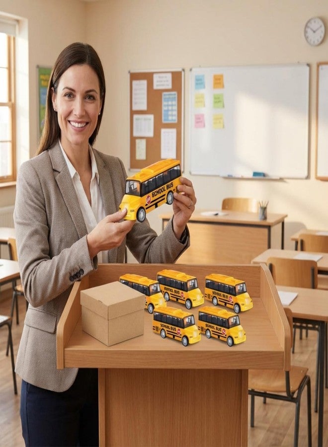 RoundFunny 12 Pcs Mini Yellow School Bus Toys for Toddlers Back to School 3.7 in Small Bus Toy for Preschool Kindergarten Kids Birthday Gift 3 4 5 Year Old and up Girls Boys - Image 5